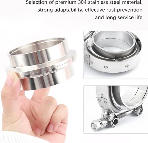 ID 2.5 V Band Clamp,Stainless Steel 2.5 Exhaust Clamp with Male Female Flanges & T Bolt,Multi-Purpose V Band Clamps for Auto Exhaust-Pipes,Turbocharger,Muffler,Downpipes in Saudi Arabia