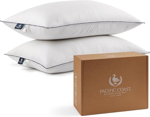 Pacific Coast Bed Pillows for Side and Back Sleepers, Feather and Down Hotel Pillows with 100% Cotton Shell, Medium Supportive, Downproof, King Size 2 Pack in Kuwait