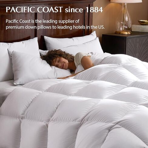 Pacific Coast Bed Pillows for Side and Back Sleepers, Feather and Down Hotel Pillows with 100% Cotton Shell, Medium Supportive, Downproof, King Size 2 Pack in Kuwait