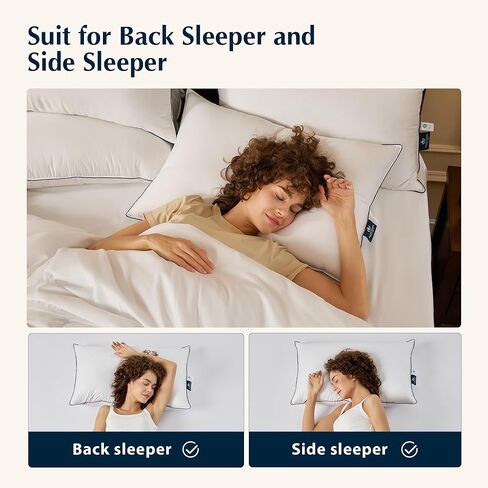 Pacific Coast Bed Pillows for Side and Back Sleepers, Feather and Down Hotel Pillows with 100% Cotton Shell, Medium Supportive, Downproof, King Size 2 Pack in Kuwait