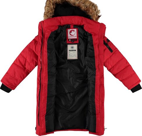 CANADA WEATHER GEAR Womens Long Puffer Coat - Heavyweight Wind Water Resistant Faux Fur Hood Parka Winter Jackets for Women, Size Large, Red in Saudi Arabia