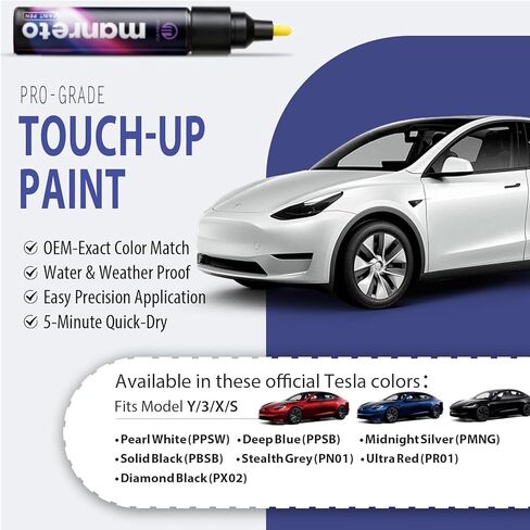 طلاء لمسات نهائية لطراز Tesla Y/3/X/S باللون الأسود الماسي (PX02) - قلم إزالة خدوش السيارة سريع وسهل متطابق مع ألوان OEM، طلاء سيارة يدوم طويلاً ومقاوم للماء، لمسة نهائية جديدة تمامًا in Kuwait