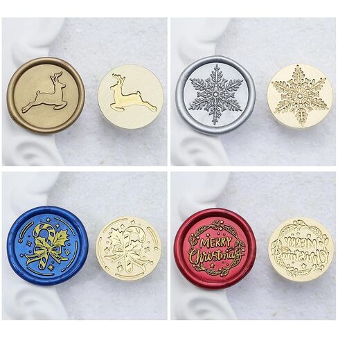 SWANGSA Wax Seal Stamp Set, Vintage 4 Pieces Christmas Sealing Wax Stamp Heads + 1 Wooden Handle for Christmas New Year Gift, Cards, Wine Packages in Saudi Arabia