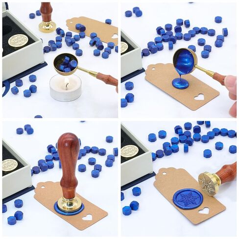 SWANGSA Wax Seal Stamp Set, Vintage 4 Pieces Christmas Sealing Wax Stamp Heads + 1 Wooden Handle for Christmas New Year Gift, Cards, Wine Packages in Saudi Arabia