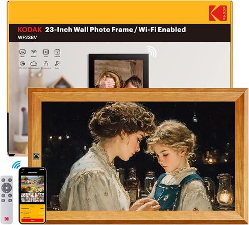 إطار صورة رقمي واي فاي خشبي من KODAK، إطار صور رقمي 32G 10.1 بوصة 1280x800 HD IPS شاشة تعمل باللمس، تدوير تلقائي، مشاركة الصور ومقاطع الفيديو عبر تطبيق KODAK، هدايا للأصدقاء والعائلة in Kuwait