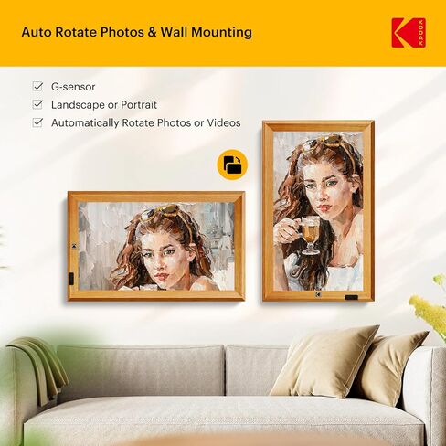 إطار صورة رقمي واي فاي خشبي من KODAK، إطار صور رقمي 32G 10.1 بوصة 1280x800 HD IPS شاشة تعمل باللمس، تدوير تلقائي، مشاركة الصور ومقاطع الفيديو عبر تطبيق KODAK، هدايا للأصدقاء والعائلة in Kuwait