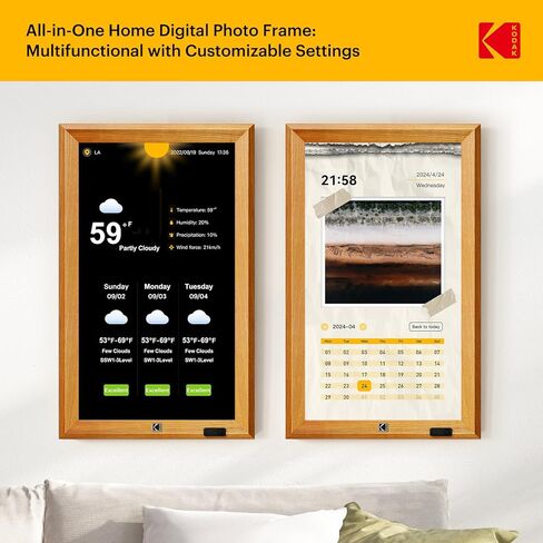 إطار صورة رقمي واي فاي خشبي من KODAK، إطار صور رقمي 32G 10.1 بوصة 1280x800 HD IPS شاشة تعمل باللمس، تدوير تلقائي، مشاركة الصور ومقاطع الفيديو عبر تطبيق KODAK، هدايا للأصدقاء والعائلة in Kuwait