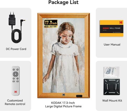 إطار صورة رقمي واي فاي خشبي من KODAK، إطار صور رقمي 32G 10.1 بوصة 1280x800 HD IPS شاشة تعمل باللمس، تدوير تلقائي، مشاركة الصور ومقاطع الفيديو عبر تطبيق KODAK، هدايا للأصدقاء والعائلة in Kuwait