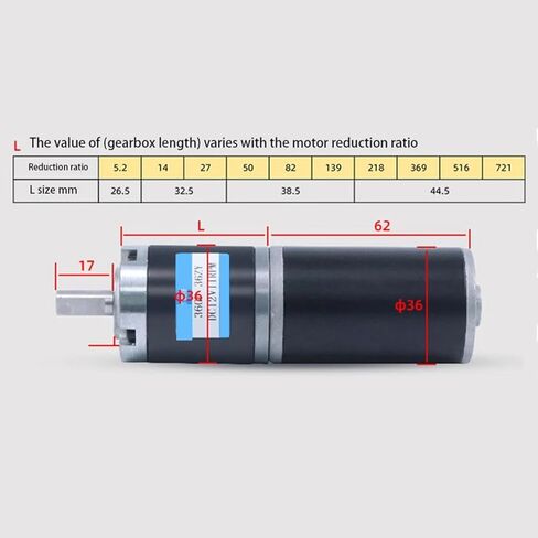 محرك تروس كوكبي 36GP-36ZY DC، عزم دوران عالٍ 100 كجم سم، أسود وفضي، سرعة قابلة للتعديل قابلة للعكس، ضوضاء منخفضة، عمر طويل (30 دورة في الدقيقة 12 فولت حجم العمود 6 مم محرك ودعامة) in Kuwait