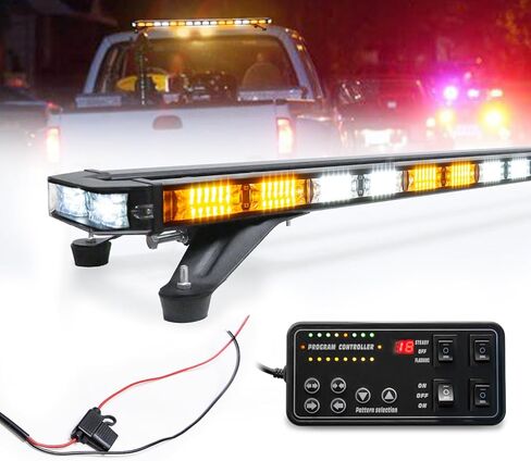 LUMENIX 48 Inch Rooftop Strobe Emergency Lights Bar Heavy-Duty Warning Flashing Traffic Lightbar w/LED Alley and Take Down Light for Construction Vehicles Towing Work Trucks Snow Plows - White Amber in Saudi Arabia