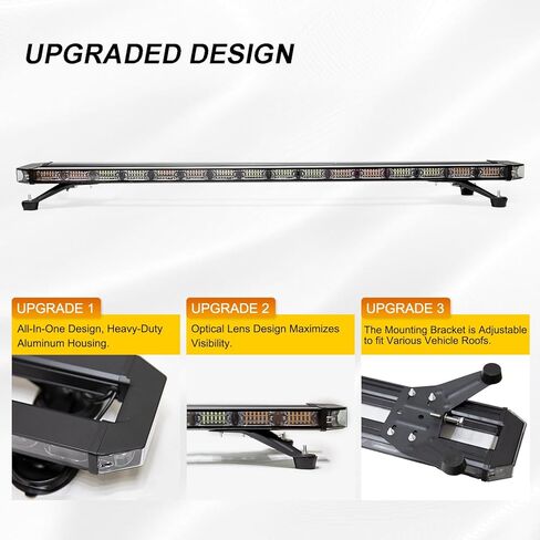 LUMENIX 48 Inch Rooftop Strobe Emergency Lights Bar Heavy-Duty Warning Flashing Traffic Lightbar w/LED Alley and Take Down Light for Construction Vehicles Towing Work Trucks Snow Plows - White Amber in Saudi Arabia