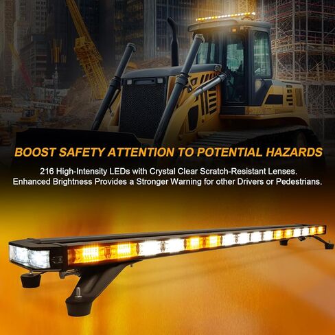 LUMENIX 48 Inch Rooftop Strobe Emergency Lights Bar Heavy-Duty Warning Flashing Traffic Lightbar w/LED Alley and Take Down Light for Construction Vehicles Towing Work Trucks Snow Plows - White Amber in Saudi Arabia