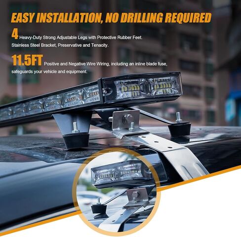 LUMENIX 48 Inch Rooftop Strobe Emergency Lights Bar Heavy-Duty Warning Flashing Traffic Lightbar w/LED Alley and Take Down Light for Construction Vehicles Towing Work Trucks Snow Plows - White Amber in Saudi Arabia
