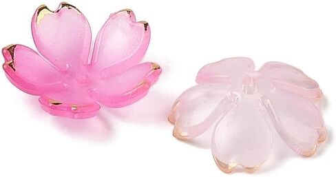 100 Pcs Transparent Acrylic Flower Bead Caps Mixed Color 5-Petal Cherry Blossom Floral End Caps for DIY Bracelet Necklace Jewelry Making Crafts Supplies in Saudi Arabia