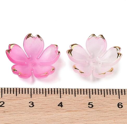 100 Pcs Transparent Acrylic Flower Bead Caps Mixed Color 5-Petal Cherry Blossom Floral End Caps for DIY Bracelet Necklace Jewelry Making Crafts Supplies in Saudi Arabia