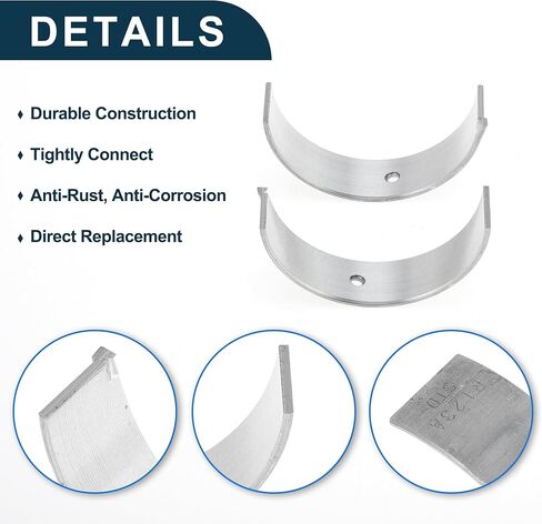 Connecting Rod Bearing Set No.MD105277 for Dodge Caravan 1991 Engine Rod Bearing Kit Metal Silver Tone 12 Pcs in Saudi Arabia
