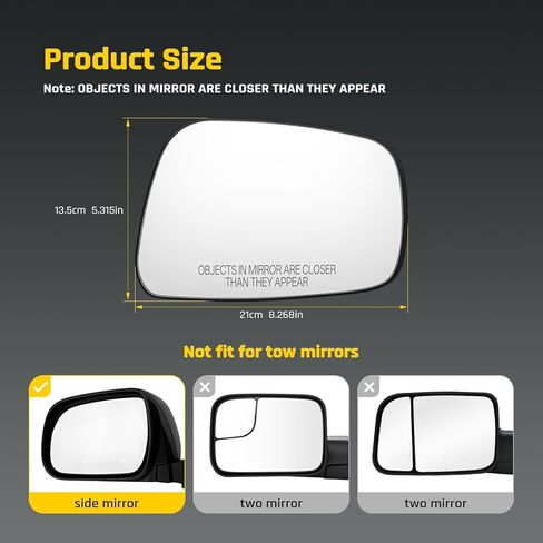 56523 Passenger Side Door Mirror Glass with Backing Plate for (Non-heated) for 2005-2017 Nissan Frontier Pathfinder Xterra, Replaces 96365EA00A in Kuwait