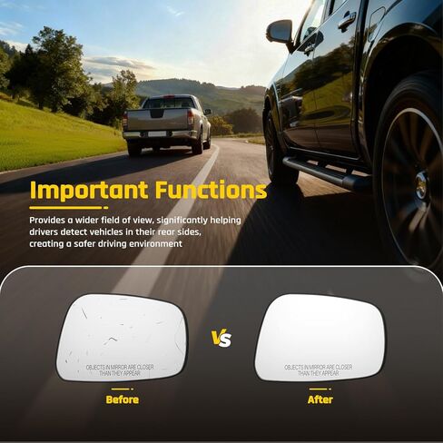 56523 Passenger Side Door Mirror Glass with Backing Plate for (Non-heated) for 2005-2017 Nissan Frontier Pathfinder Xterra, Replaces 96365EA00A in Kuwait