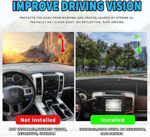 غطاء لوحة القيادة POSAID لسيارة دودج رام 1500 2500 3500 غطاء لوحة القيادة مناسب حسب الطلب 2010-2018 دودج رام واقي حصيرة داش، أسود in Kuwait