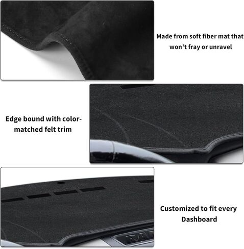 غطاء لوحة القيادة POSAID لسيارة دودج رام 1500 2500 3500 غطاء لوحة القيادة مناسب حسب الطلب 2010-2018 دودج رام واقي حصيرة داش، أسود in Kuwait