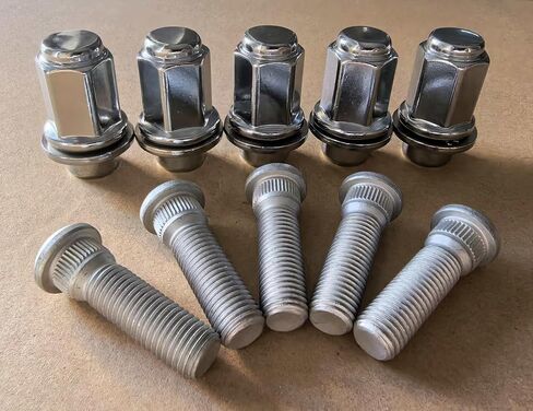 5PCS Grade 10.9 Wheel Studs 610-266 M12x1.5 Bolts & 47mm Height Chrome Lug Nuts Compatible with Toyota in Saudi Arabia