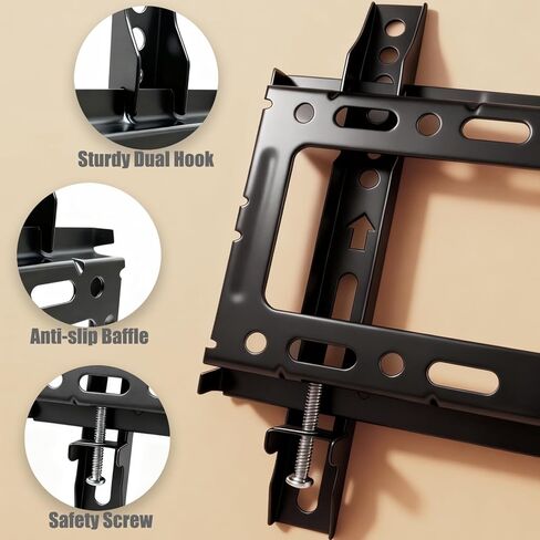 Alrhipvm TV Wall Mount Brackets Low Profile Fixed for 13-43 Inch LED, LCD TVs Flat Screen Up to 55lbs, Universal TV Monitor Mount Fits 8" Wood Studs VESA 200x200mm in Saudi Arabia