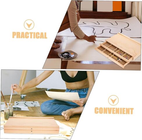 Zerodeko Wooden Art Marker Pen Storage Box with Portable Artist Toolbox for Sketching Pens and Painting Supplies Wood Organizer for Students and Outdoor Use in Saudi Arabia