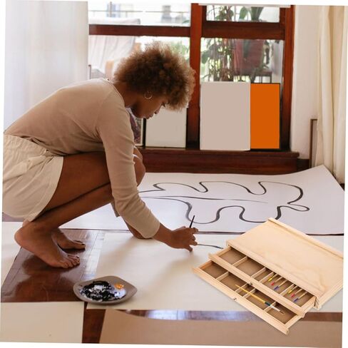 Zerodeko Wooden Art Marker Pen Storage Box with Portable Artist Toolbox for Sketching Pens and Painting Supplies Wood Organizer for Students and Outdoor Use in Saudi Arabia