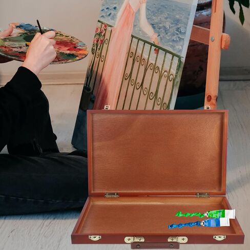 VILLCASE Wooden Pigment Box Portable Painting Pen Case Compact Art Supply Storage with Leak-resistant Design Multi-function Paint Box for Artists and Daily Use in Saudi Arabia