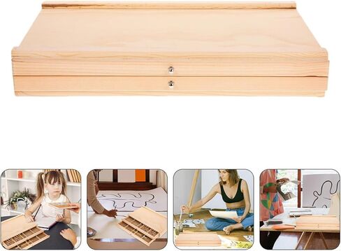 Portable Wooden Art Storage Organizer Box with Multiple for Artists Students Outdoor Sketching Supplies Holder in Saudi Arabia