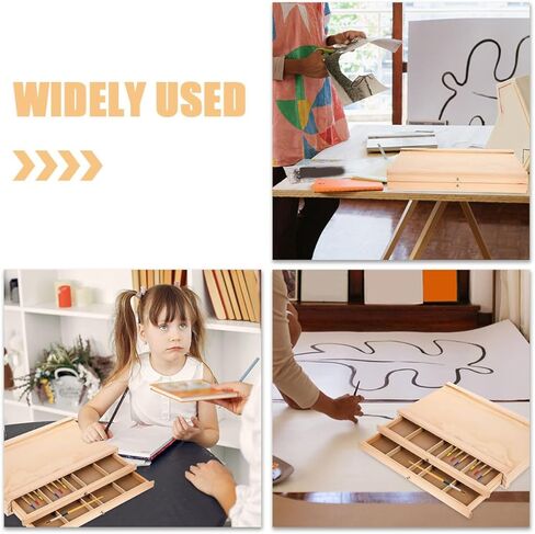 Portable Wooden Art Storage Organizer Box with Multiple for Artists Students Outdoor Sketching Supplies Holder in Saudi Arabia