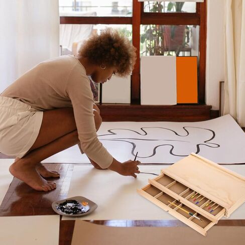 Portable Wooden Art Storage Organizer Box with Multiple for Artists Students Outdoor Sketching Supplies Holder in Saudi Arabia