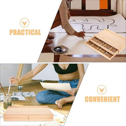 Portable Wooden Art Storage Organizer Box with Multiple for Artists Students Outdoor Sketching Supplies Holder in Saudi Arabia
