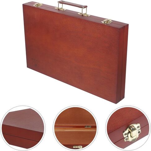 Wooden Art Tool Box Portable Paint Storage Case Watercolor Oil Pen Organizer with Compartments for Artists and Students Walnut Finish for Home School and Art Classes in Saudi Arabia