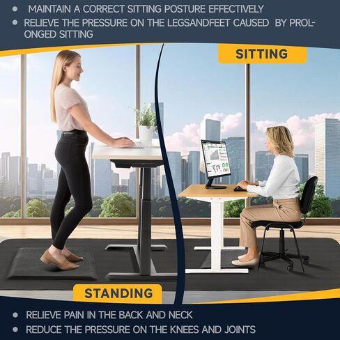 Nuanchu 2 Pcs Large Hard Floor Chair Mat and Anti Fatigue Mat Set Desk Rug for Rolling Chair on Hardwood Non Slip Anti Fatigue Rug for Standing Work Office Kitchen (47 x 35 Inches,29 x 17 Inches) in Saudi Arabia