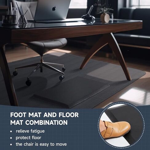Nuanchu 2 Pcs Large Hard Floor Chair Mat and Anti Fatigue Mat Set Desk Rug for Rolling Chair on Hardwood Non Slip Anti Fatigue Rug for Standing Work Office Kitchen (47 x 35 Inches,29 x 17 Inches) in Saudi Arabia