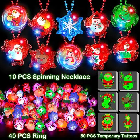 100 قطعة من هدايا حفلات الكريسماس، لوازم حفلات الكريسماس، توهج في الظلام، ألعاب كبيرة بإضاءة LED، أساور دائرية للأولاد والبنات، جوائز الفصول المدرسية، هدايا عيد الميلاد in Kuwait
