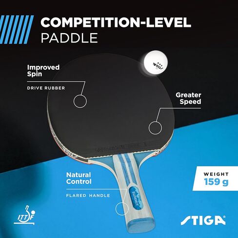 مجداف STIGA Phoenix Ping Pong - شفرة خفيفة للغاية مكونة من 5 طبقات - إسفنجة معتمدة للبطولة مقاس 2 مم - مقبض متوهج لتعزيز التحكم - مضرب تنس طاولة تنافسي للمتعة العائلية in Kuwait