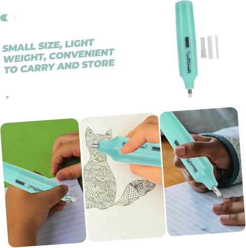 jojofuny Portable Electric Eraser for Students Sketching and Drawing Compact and Quiet School Stationery Battery Operated Decorative Eraser for Art and Office Use Green in Saudi Arabia