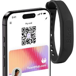 سوار معصم Blinq NFC - بطاقة عمل رقمية - مشاركة فورية عبر الصنبور - متوافق مع iPhone وAndroid (أسود) in Kuwait