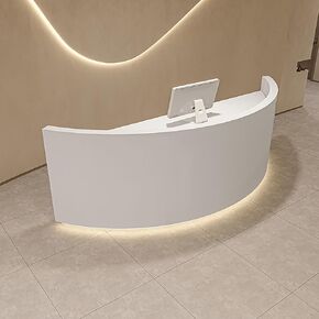 BK&MF Modern Curved Reception Desk 47-59Inch Front Counter Table White Front Counter Table with Storage and Lockable Drawer for Salon Lobby Shop,E,120x60x100cm(47x24x39inch) in Saudi Arabia