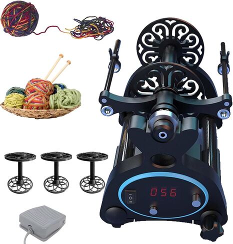 Electric Spinning Wheel - Automatic Yarn Winding Machine with Foot Switch, 3 Bobbins, Stepless Speed, Forward and Reverse for Yarn Weaving in Saudi Arabia