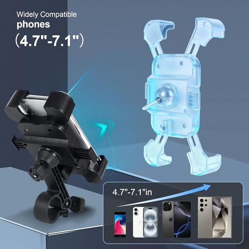 Bike Phone Mount Holder, Motorcycle Phone Mount, 3rd-Gen Anti Vibration for Scooter, E-Bicycle, Durable Phone Holder Handlebar[1s Release] Suitable for Smartphones 4.7-7.1", in Saudi Arabia