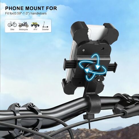 Bike Phone Mount Holder, Motorcycle Phone Mount, 3rd-Gen Anti Vibration for Scooter, E-Bicycle, Durable Phone Holder Handlebar[1s Release] Suitable for Smartphones 4.7-7.1", in Saudi Arabia