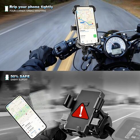 Bike Phone Mount Holder, Motorcycle Phone Mount, 3rd-Gen Anti Vibration for Scooter, E-Bicycle, Durable Phone Holder Handlebar[1s Release] Suitable for Smartphones 4.7-7.1", in Saudi Arabia