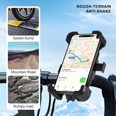 Bike Phone Mount Holder, Motorcycle Phone Mount, 3rd-Gen Anti Vibration for Scooter, E-Bicycle, Durable Phone Holder Handlebar[1s Release] Suitable for Smartphones 4.7-7.1", in Saudi Arabia
