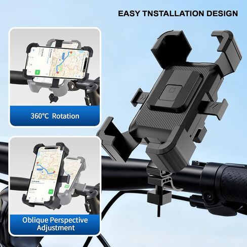 Bike Phone Mount Holder, Motorcycle Phone Mount, 3rd-Gen Anti Vibration for Scooter, E-Bicycle, Durable Phone Holder Handlebar[1s Release] Suitable for Smartphones 4.7-7.1", in Saudi Arabia