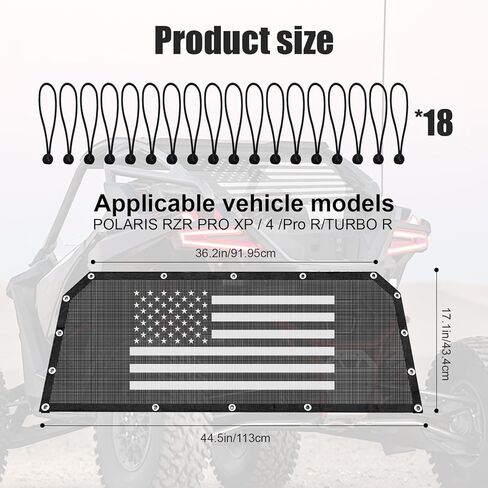 Rear Window Net for 2020-2025 Polaris RZR PRO XP 4 / Pro R / Turbo R Soft Mesh Windshield Shield, Anti-Dust & Debris Screen, Maintain Airflow, RZR PRO XP Accessories, PVC Material(US Flag) in Saudi Arabia
