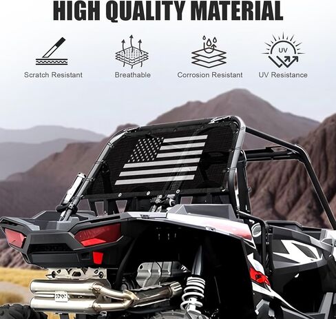 Rear Window Net for 2020-2025 Polaris RZR PRO XP 4 / Pro R / Turbo R Soft Mesh Windshield Shield, Anti-Dust & Debris Screen, Maintain Airflow, RZR PRO XP Accessories, PVC Material(US Flag) in Saudi Arabia