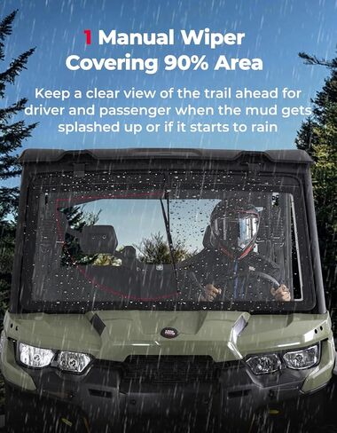 KEMIMOTO Glass Windshield Compatible with Can-Am Defender, 5MM Thick DOT Approved Laminated Safety Glass, Scratch Resistant Than Polycarbonate, Includes Manual Wipers in Saudi Arabia
